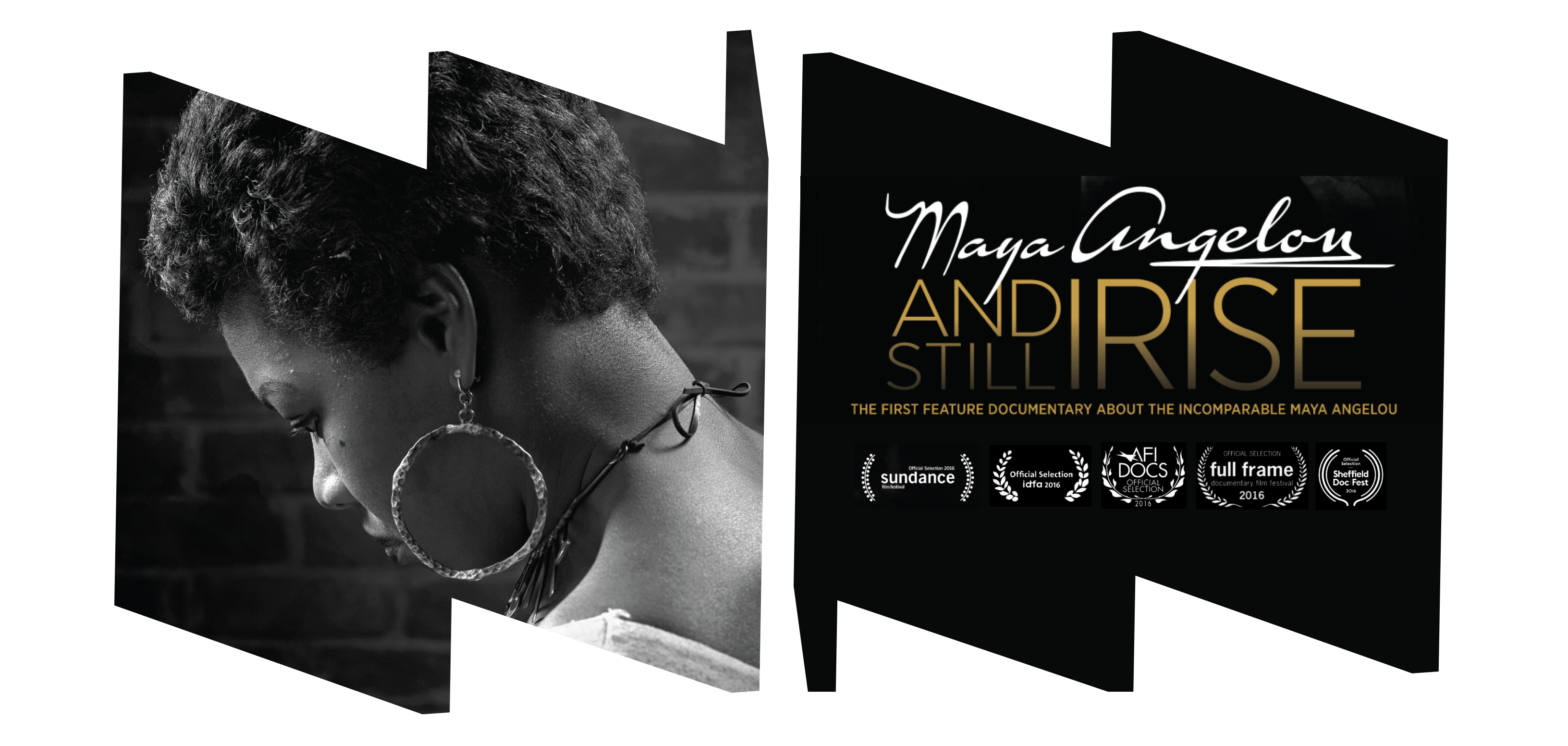 Image of Maya Angelou and the film poster for the documentary Maya Angelou: And Still I Rise